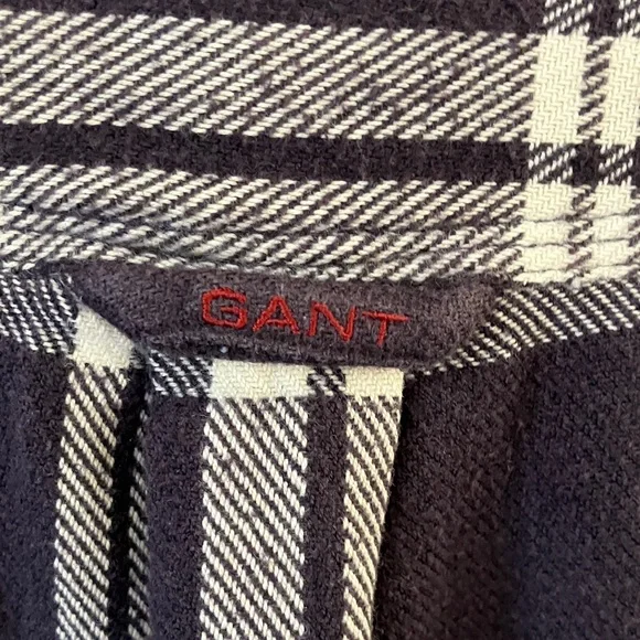 GANT Campus Flannel Over-Shirt w/ Quilted Lining Navy and White Plaid Men’s M - Picture 8 of 10